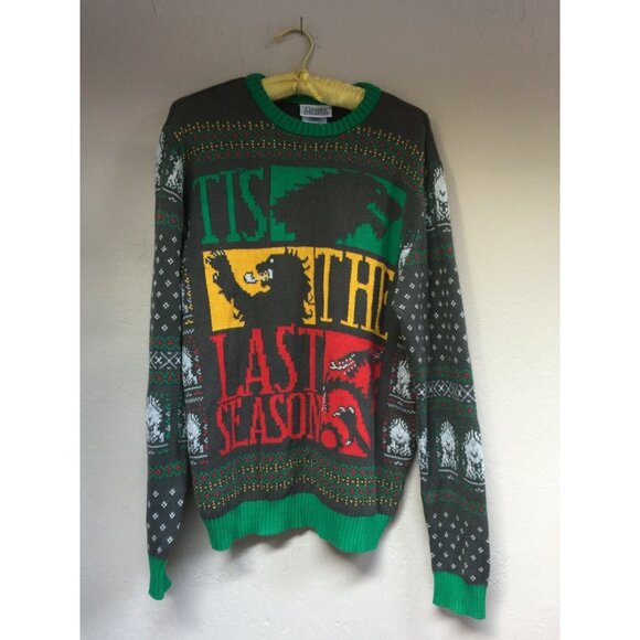 Game of Thrones Men's "Tis the Last Season" Ugly Christmas Sweater Gray Large - Picture 1 of 9